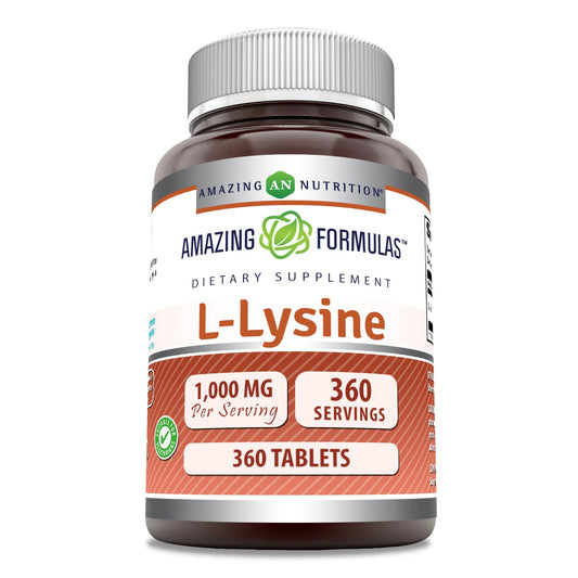 Amazing Formulas L-Lysine 1000 Mg | 360 Tablets | Dietary Supplement BritishVita | Premium UK Vitamins & Wellness Supplements