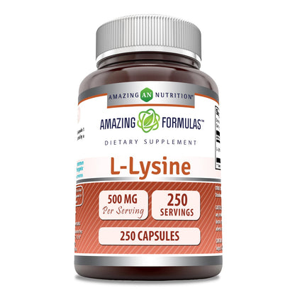 Amazing Formulas L-Lysine 500 mg | Non-GMO, Gluten-Free | Made in USA