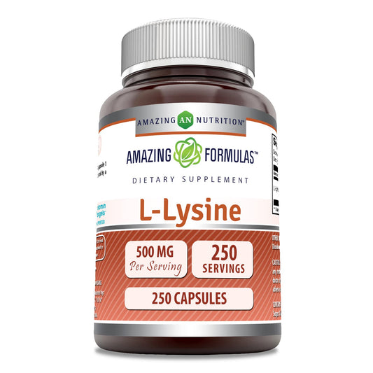 Amazing Formulas L-Lysine 500 mg | Non-GMO, Gluten-Free | Made in USA BritishVita | Premium UK Vitamins & Wellness Supplements