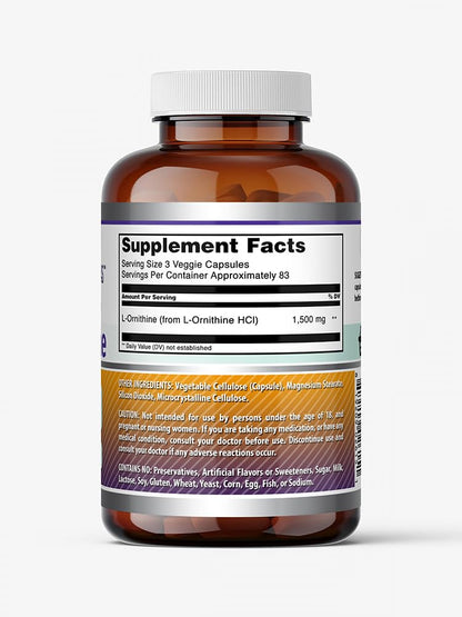 Amazing Formulas L-Ornithine 1500 Mg Supplement – Vegetarian Capsules, Non-GMO, Gluten-Free, Made in USA