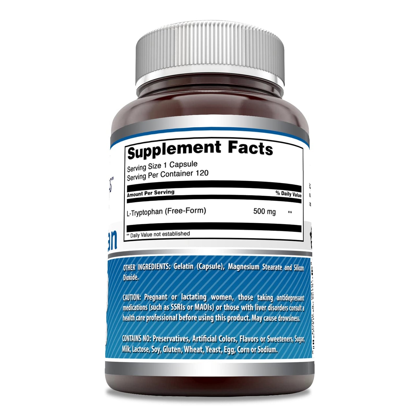 Amazing Formulas L-Tryptophan Amino Acid Supplement | 500 Mg per Serving | Capsules | Non-GMO | Gluten-Free | Made in USA (1 Pack | 120 Count)