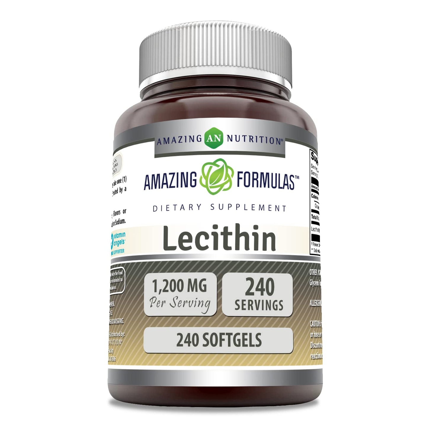 Amazing Formulas Lecithin 1200 mg Softgels – Non-GMO, Gluten-Free, USA Made
