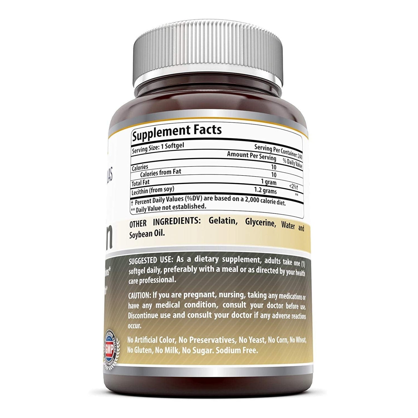 Amazing Formulas Lecithin 1200 mg Softgels – Non-GMO, Gluten-Free, USA Made
