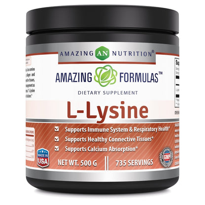 Amazing Formulas L-Lysine Powder 680mg – Non-GMO, Gluten Free (500g)
