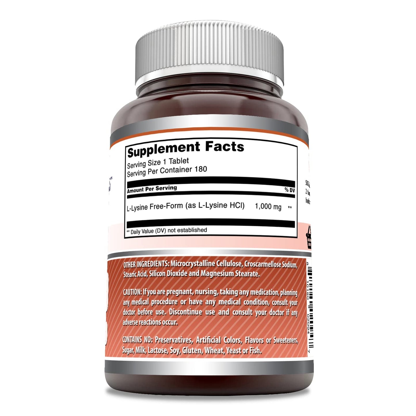 Amazing Formulas L-Lysine 1000 mg – Amino Acid Supplement | Tablets | Non-GMO | Gluten-Free | Made in USA | 180 Count (1 Pack)