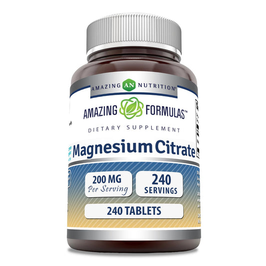 Amazing Formulas Magnesium Citrate 200 mg - 240 Count | Non-GMO, Gluten Free, Made in USA BritishVita | Premium UK Vitamins & Wellness Supplements