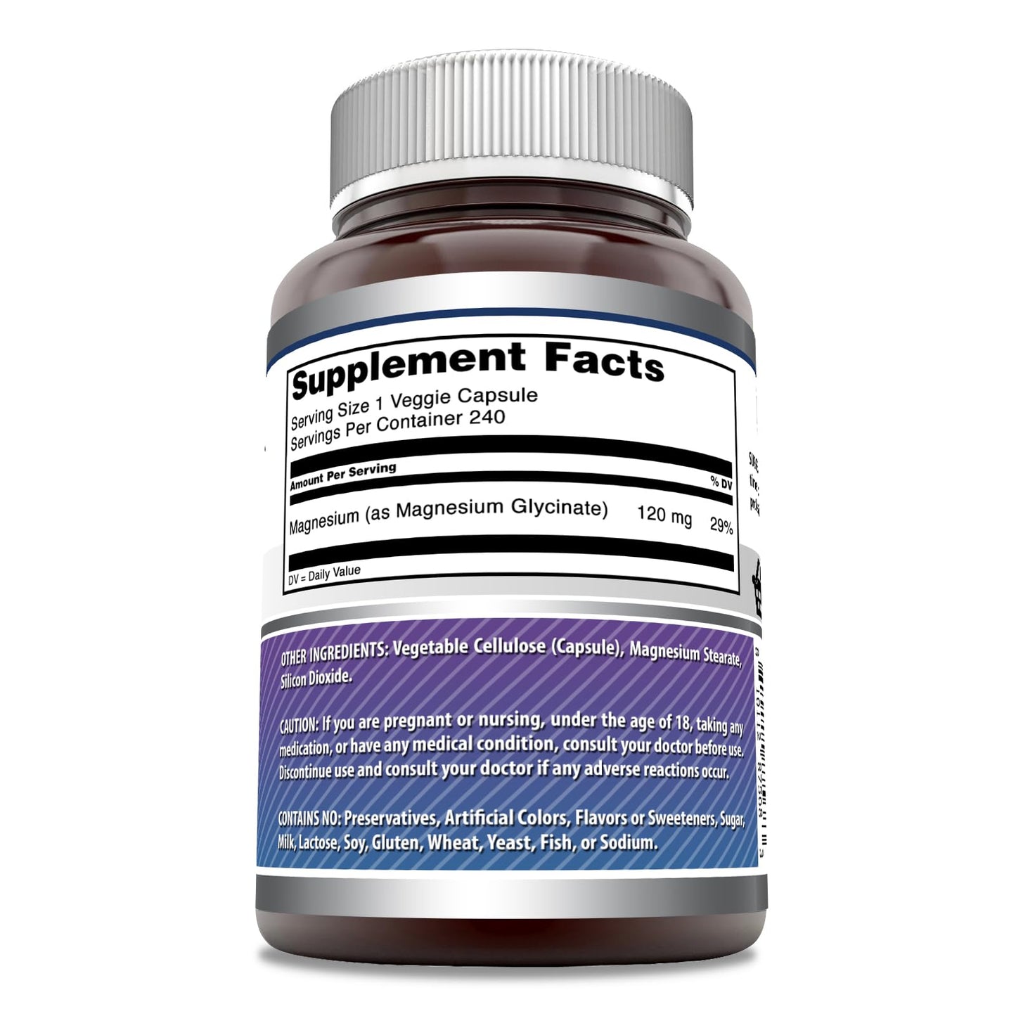 Amazing Formulas Magnesium Glycinate 120 mg – Veggie Capsules | Non-GMO | Gluten Free (240 Count)