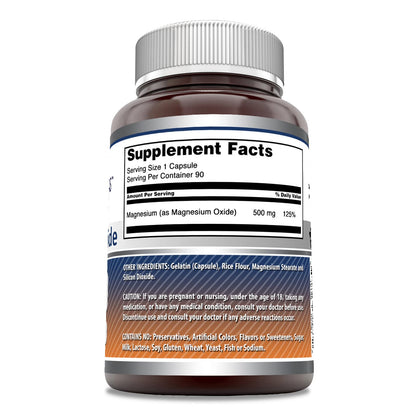 Magnesium Oxide 500 mg Capsules - Amazing Formulas | Non-GMO, Gluten Free, Made in USA (90 Count, 3 Pack)