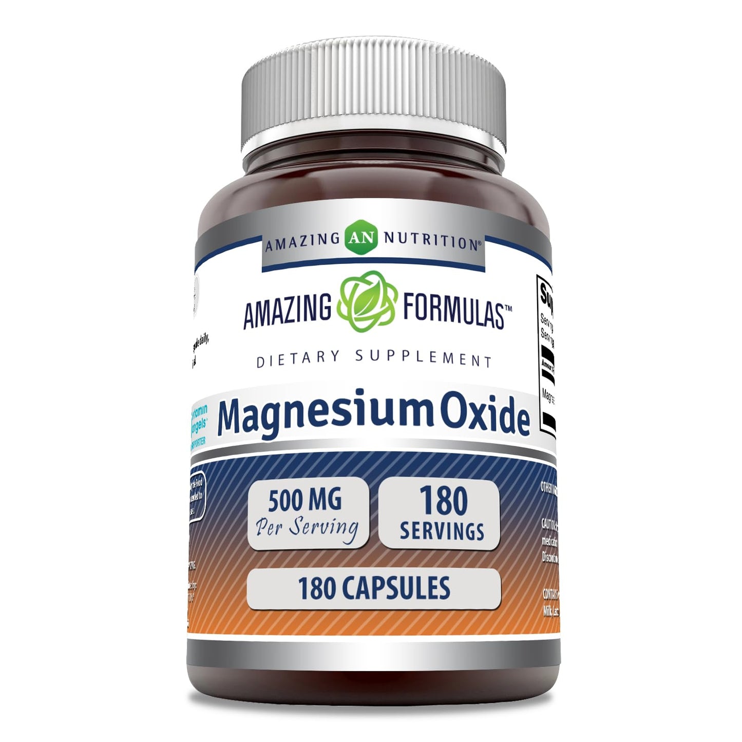 Amazing Formulas Magnesium Oxide 500 mg – 180 Capsules | Non-GMO, Gluten-Free | Made in USA