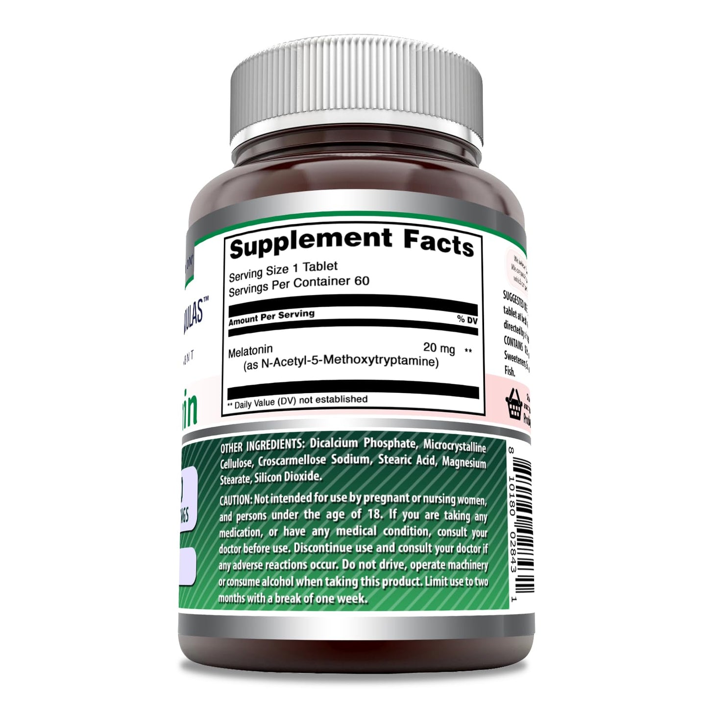 Amazing Formulas Melatonin Supplement - 20 mg per Serving | Non-GMO, Gluten-Free | Made in USA | 60 Count