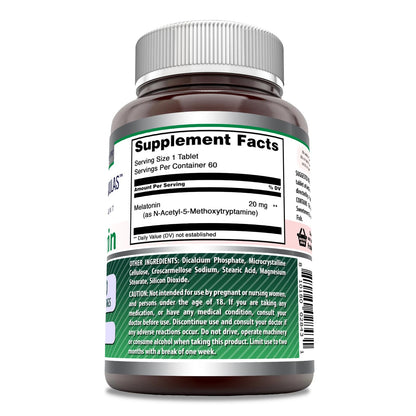 Amazing Formulas Melatonin Supplement - 20 mg per Serving | Non-GMO, Gluten-Free | Made in USA | 60 Count