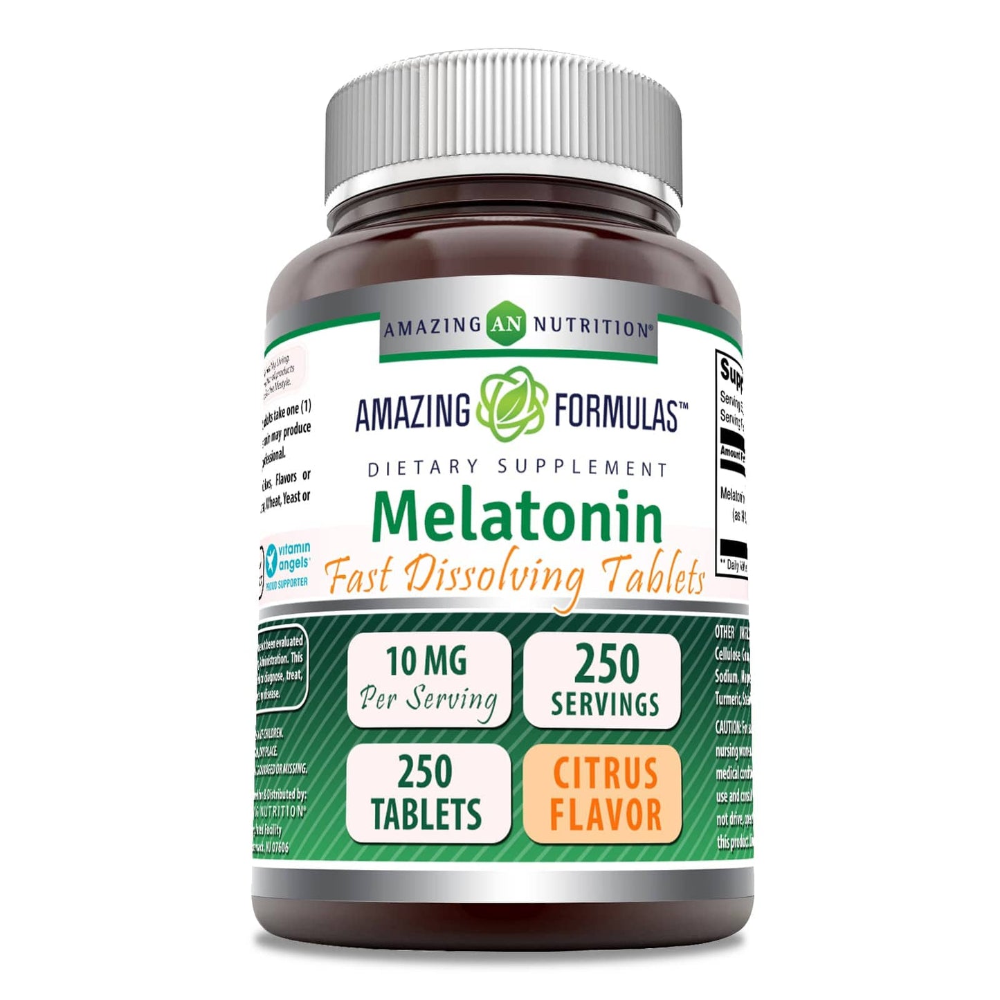 Amazing Formulas Melatonin Fast Dissolve 10 Mg 250 Tablets | Citrus Flavor | Non-GMO | Gluten Free | Made in USA