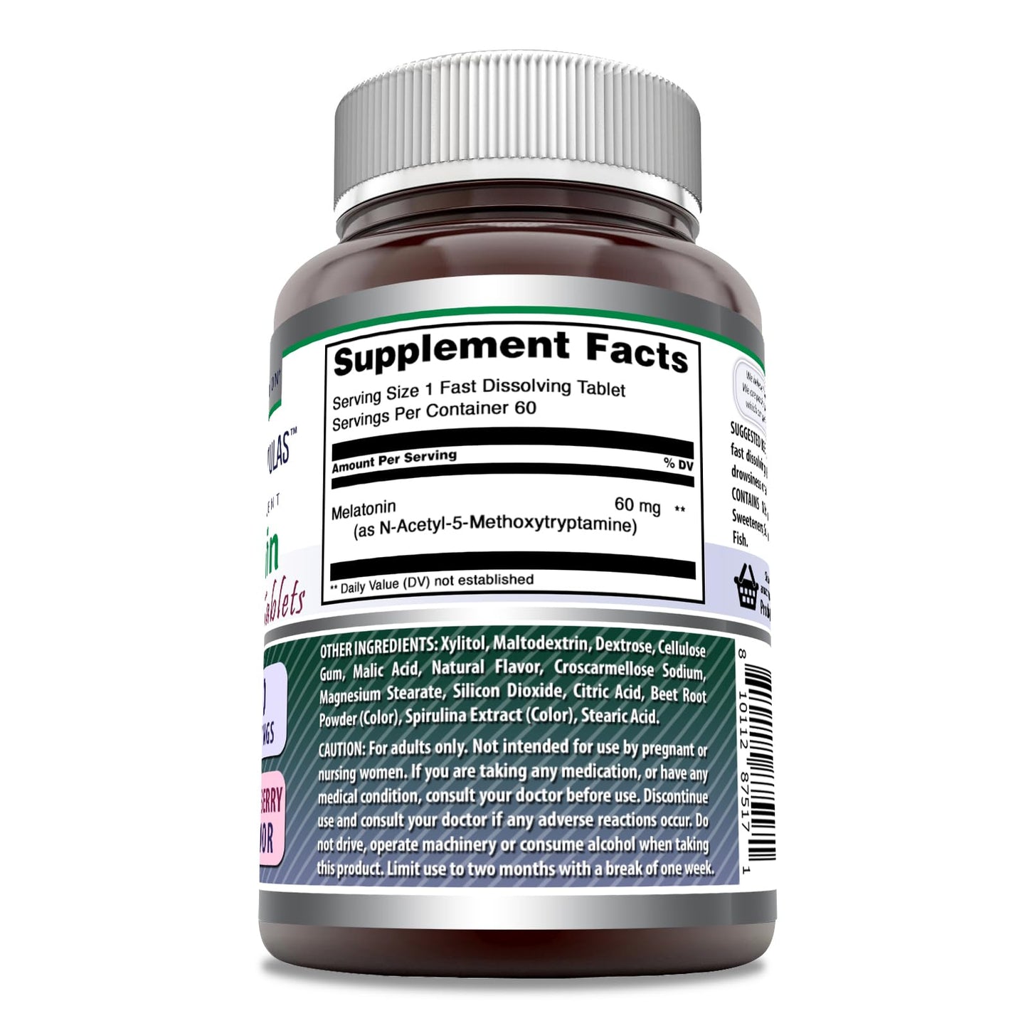 Melatonin Fast Dissolving Supplement 60 mg – Mixed Berry | 60 Tablets | Non-GMO, Gluten Free | Made in USA (Pack of 2) | Amazing Formulas