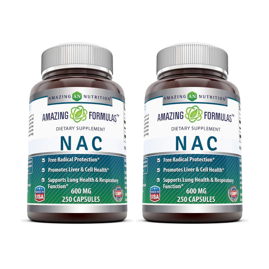 Amazing Formulas NAC 600 mg – N-Acetyl Cysteine Supplement | Non-GMO, Gluten Free | Made in USA (2 Pack, 250 Count) BritishVita | Premium UK Vitamins & Wellness Supplements