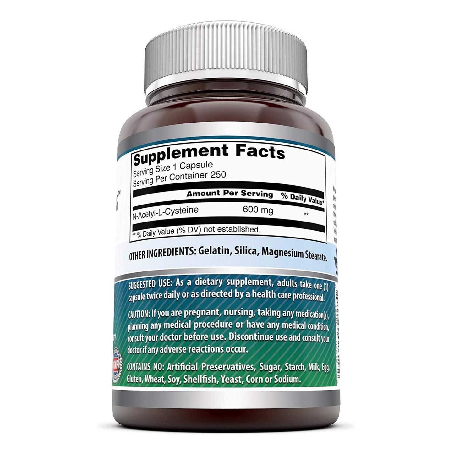 Amazing Formulas NAC 600 mg – N-Acetyl Cysteine Supplement | Non-GMO, Gluten Free | Made in USA (2 Pack, 250 Count)