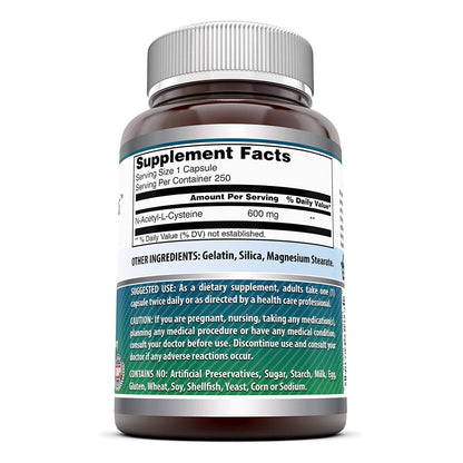 Amazing Formulas NAC 600 mg – N-Acetyl Cysteine Supplement | Non-GMO, Gluten Free | Made in USA (2 Pack, 250 Count)
