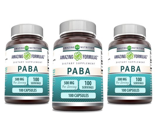 Amazing Formulas PABA Supplement - 500 Mg Per Serving | 100 Capsules | Non-GMO | Gluten Free | Made in USA (3 Pack) BritishVita | Premium UK Vitamins & Wellness Supplements