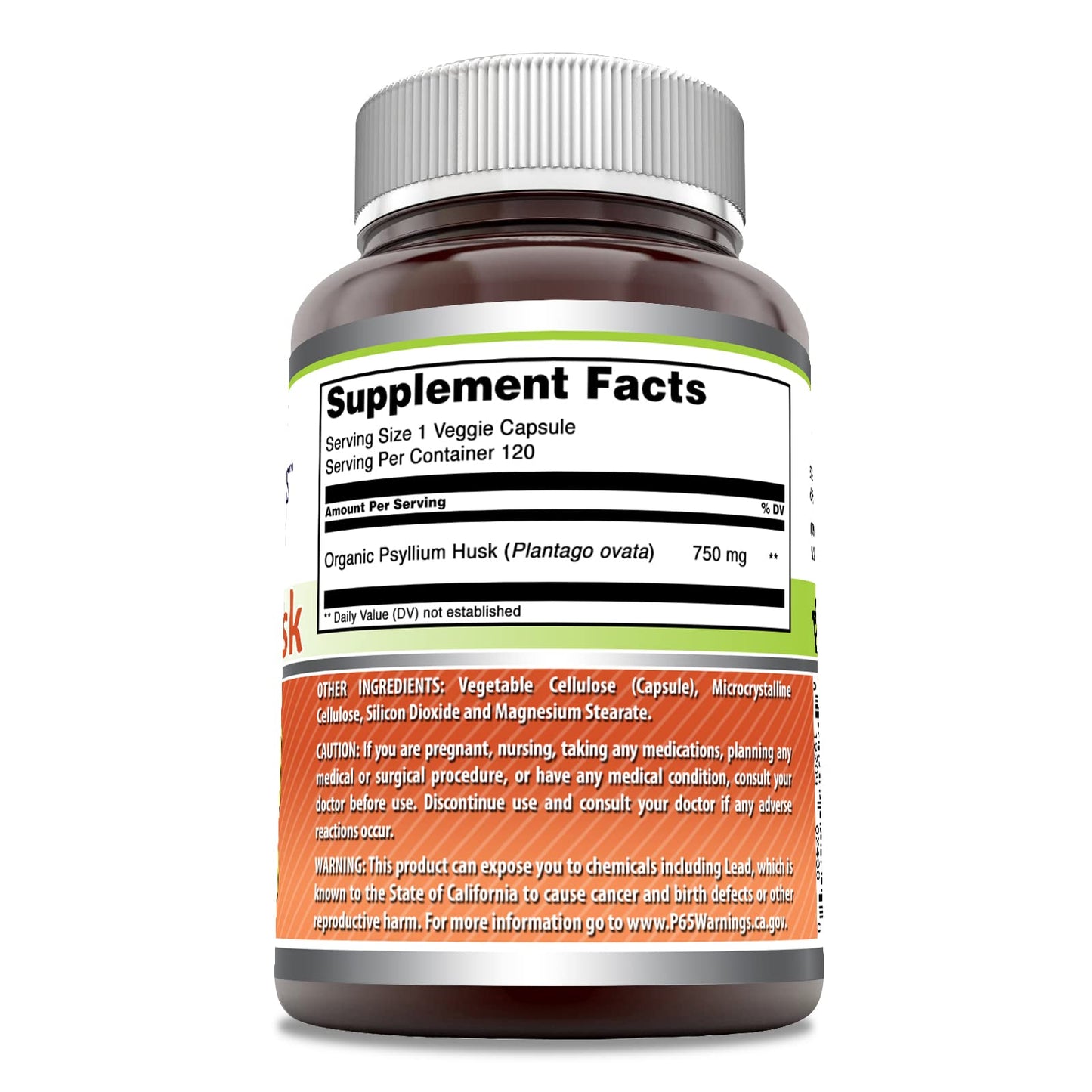 Amazing Formulas Psyllium Husk 750mg Veggie Capsules - Non-GMO & Gluten Free (120 Count) - Made in USA