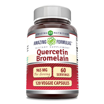 Amazing Formulas Quercetin 800mg with Bromelain 165mg – 120 Veggie Capsules | Non-GMO, Gluten Free, Made in USA
