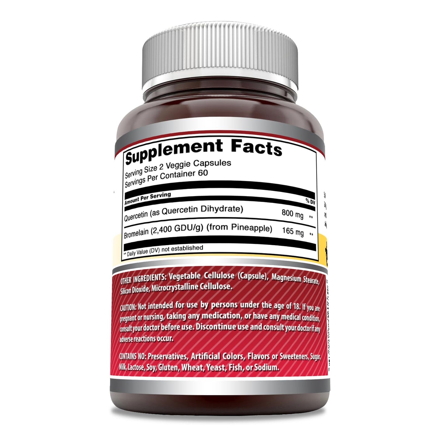 Amazing Formulas Quercetin 800mg with Bromelain 165mg – 120 Veggie Capsules | Non-GMO, Gluten Free, Made in USA