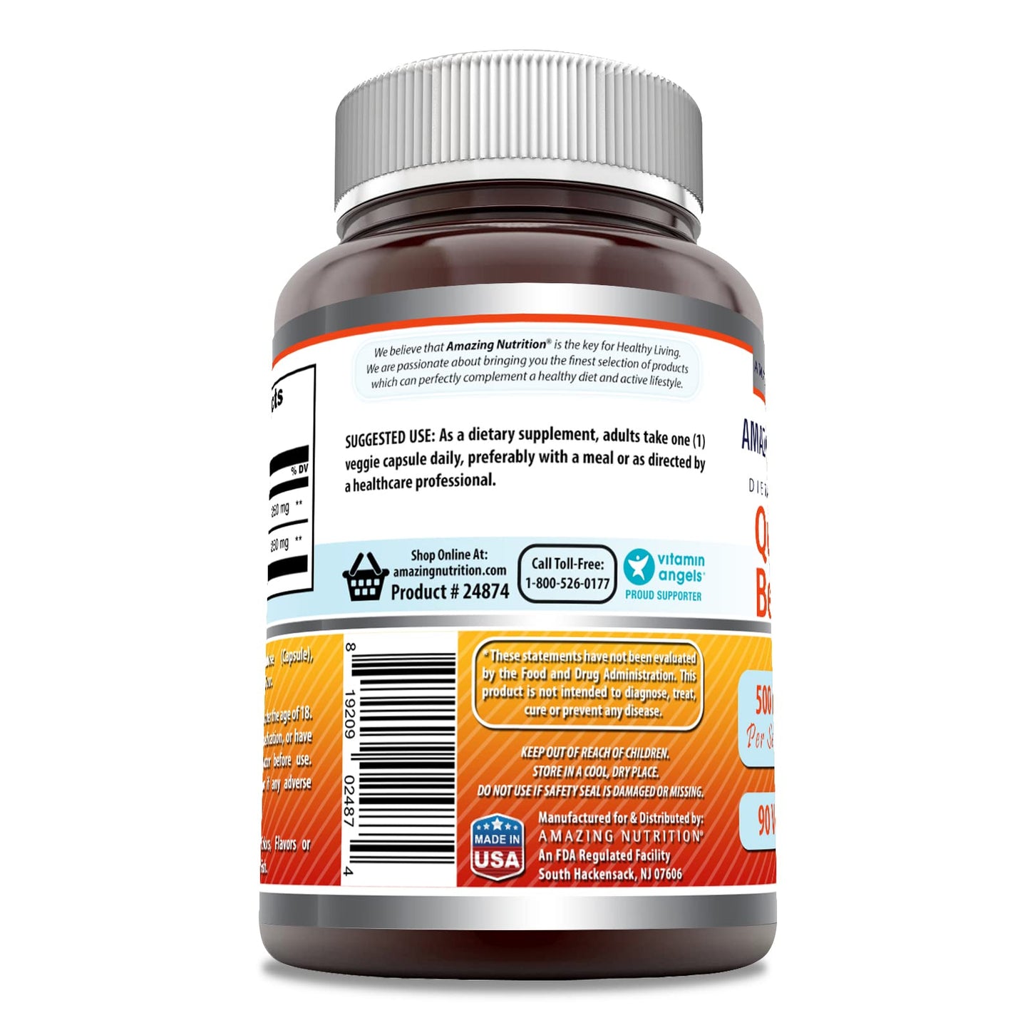 Amazing Formulas Quercetin & Berberine – 250mg Each, 90 Veggie Capsules