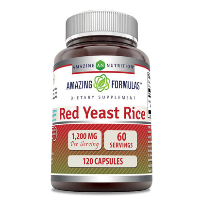 Amazing Formulas Red Yeast Rice 1200mg | Non-GMO, Gluten Free | Made in USA | 120 Count