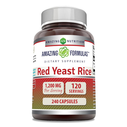 Red Yeast Rice 1200mg – 240 Capsules | Made in USA, Non-GMO