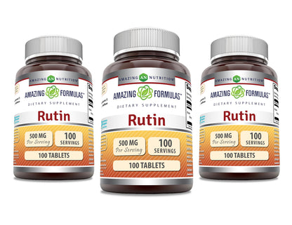 Amazing Formulas Rutin Supplement – 500 mg, 100 Count, 3 Pack, Made in USA