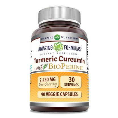 Amazing Formulas Turmeric Curcumin with Bioperine 2250 mg | 90 Veggie Capsules