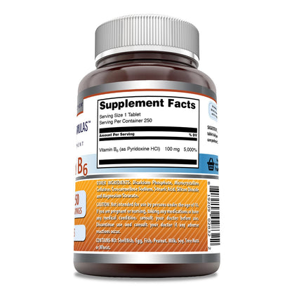 Amazing Formulas Vitamin B6 Supplement 100 mg – 250 Servings | Non-GMO, Gluten-Free, Made in USA