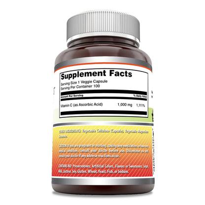 Amazing Formulas Vitamin C 1000 mg Veggie Capsules – Non-GMO, Gluten-Free