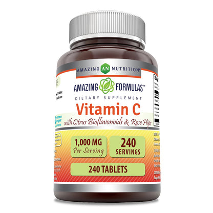 Amazing Formulas Vitamin C with Rose Hips & Citrus Bioflavonoids | 240 Tablets | Non-GMO | Gluten Free | Made in USA