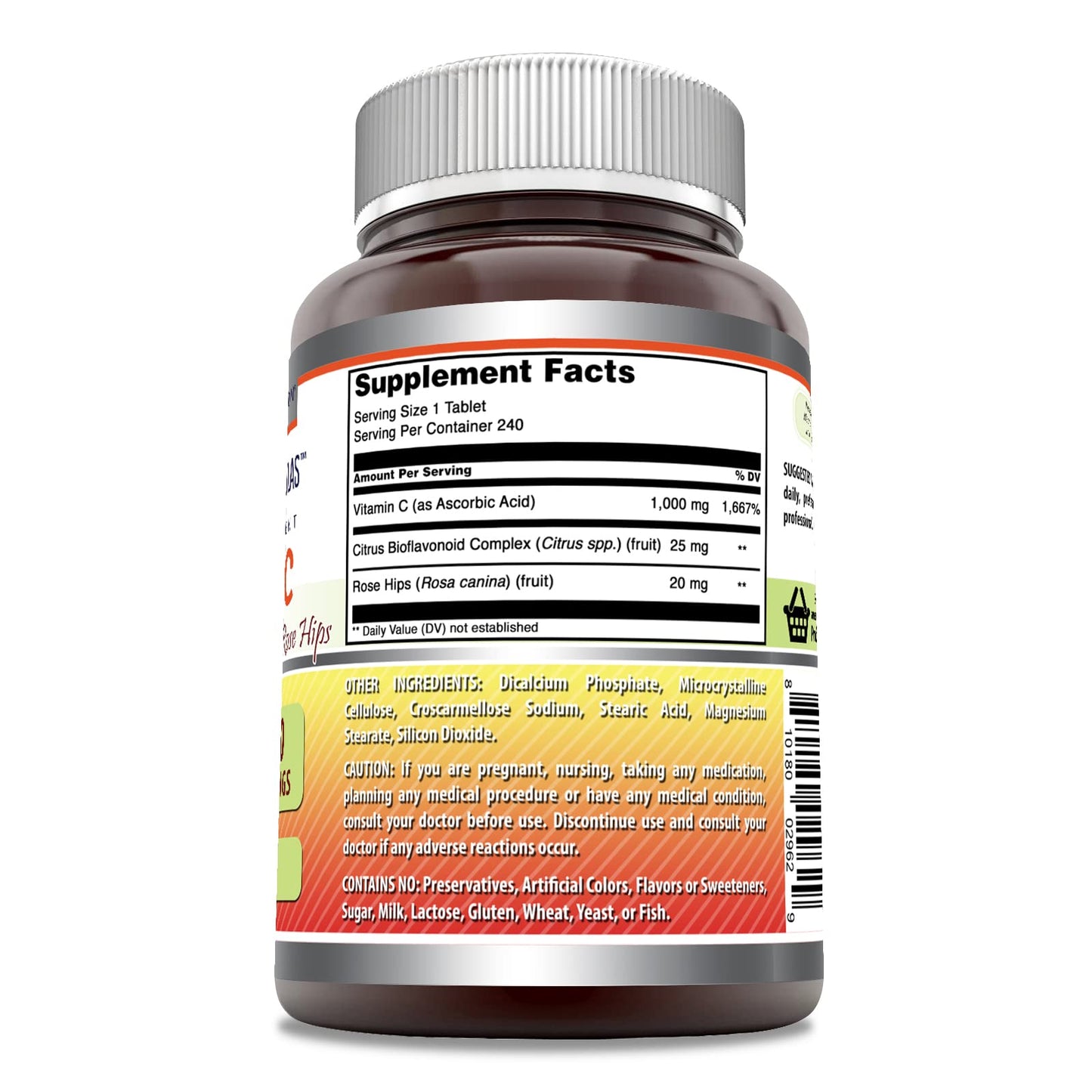 Amazing Formulas Vitamin C with Rose Hips & Citrus Bioflavonoids | 240 Tablets | Non-GMO | Gluten Free | Made in USA