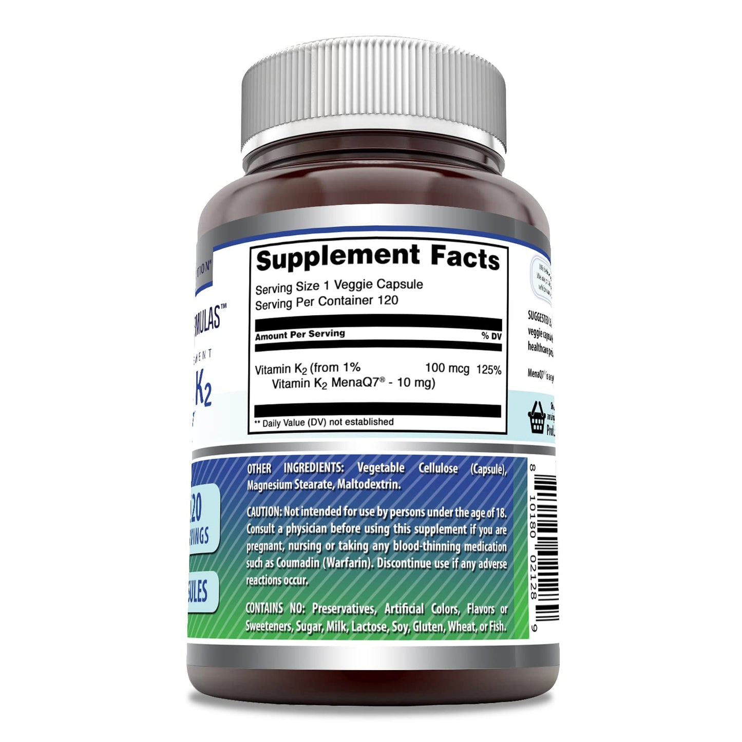 Vitamin K2 MK7 100 mcg Veggie Capsules - Made in USA