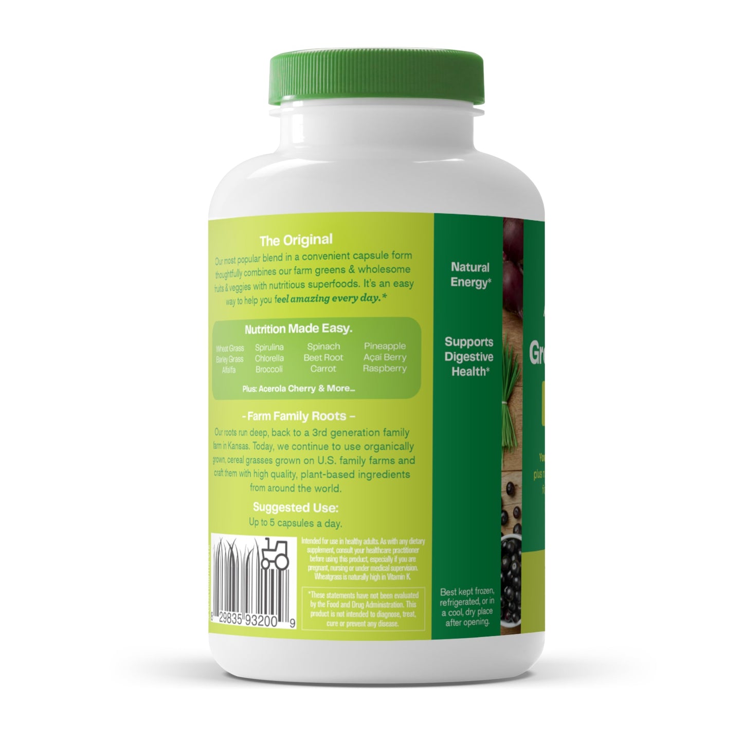 Amazing Grass Greens Blend Superfood Capsules – 150 Count, Organic Spirulina & Probiotics
