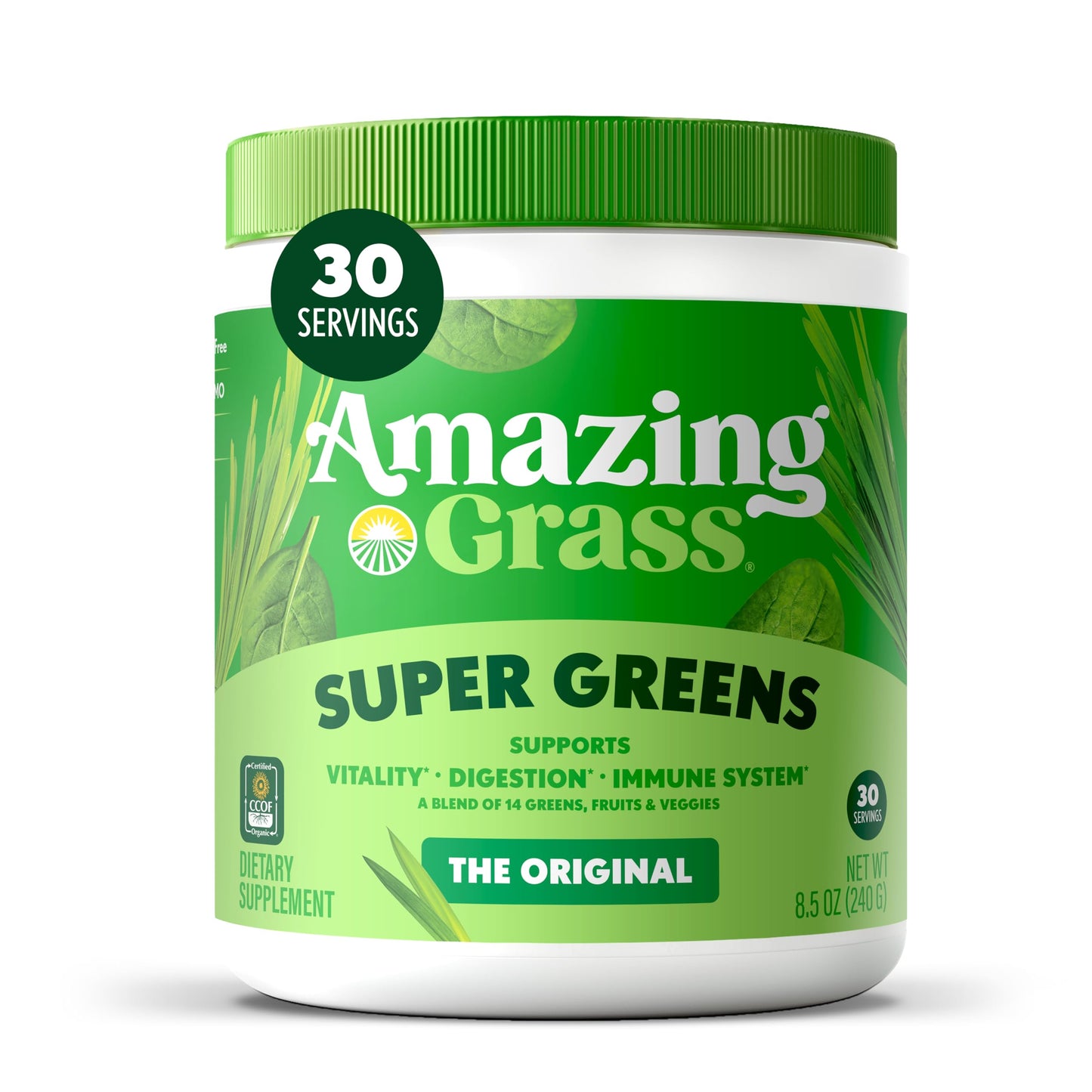 Amazing Grass Greens Blend Superfood – Organic Greens Powder with Spirulina & Probiotics