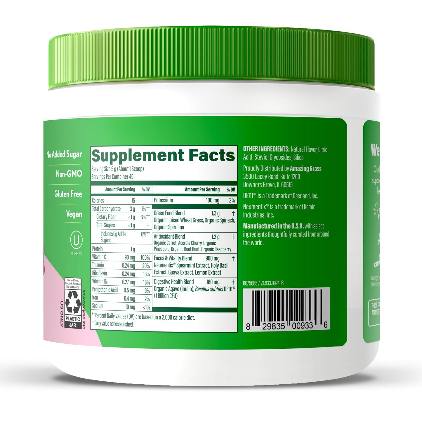 Amazing Grass Sweet Greens & Superfoods Powder – Summer Berry (30 Servings) with Probiotics