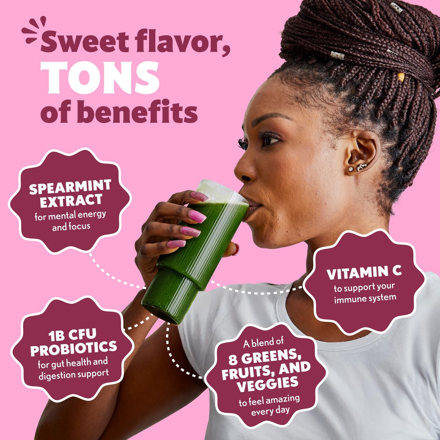 Amazing Grass Sweet Greens & Superfoods Powder – Summer Berry (30 Servings) with Probiotics