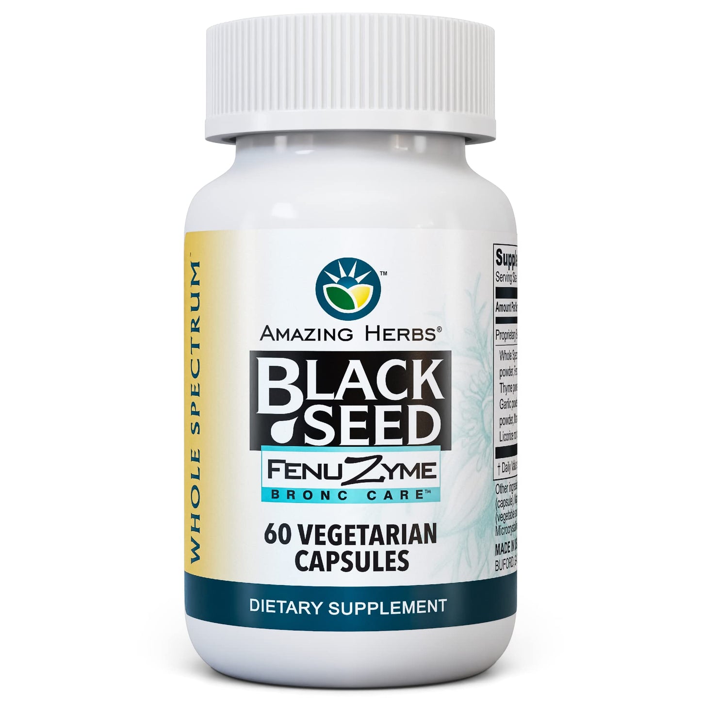 Amazing Herbs Black Seed Bronc-Care – Immune Support Capsules, Vegan, Gluten-Free, Non-GMO (60 Count)