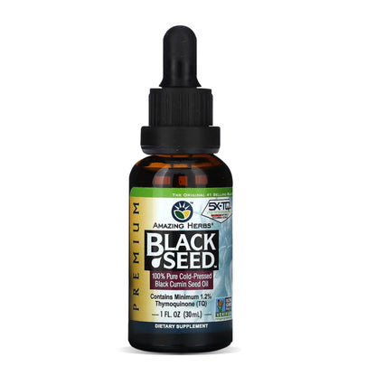 Amazing Herbs Premium Black Seed Oil - Cold-Pressed Nigella Sativa 1oz
