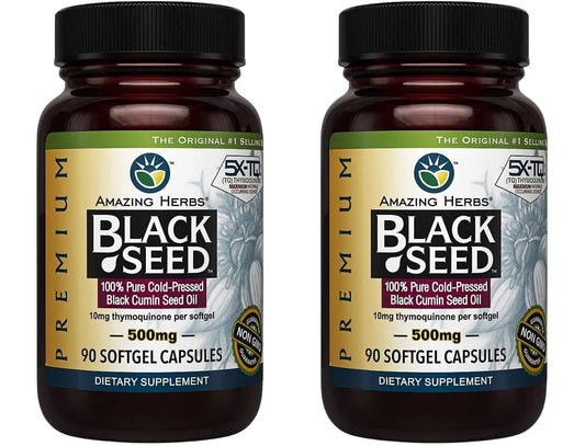 Amazing Herbs Premium Black Seed Oil Capsules – 90 Count x 2, 500mg, Gluten Free & Non-GMO BritishVita | Premium UK Vitamins & Wellness Supplements