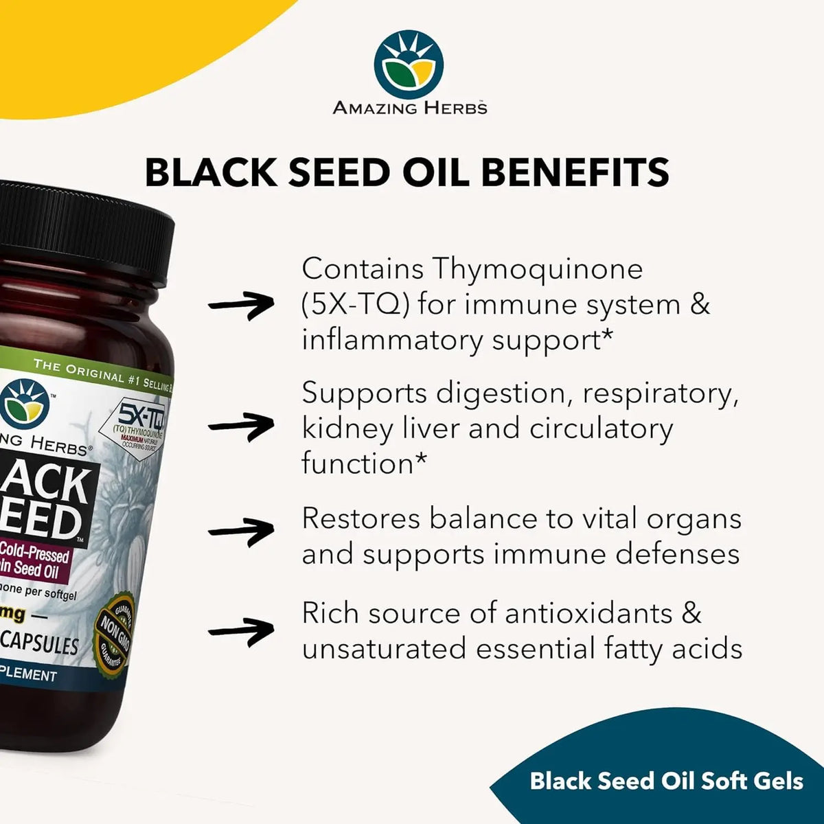 Amazing Herbs Premium Black Seed Oil Capsules – 90 Count x 2, 500mg, Gluten Free & Non-GMO BritishVita | Premium UK Vitamins & Wellness Supplements
