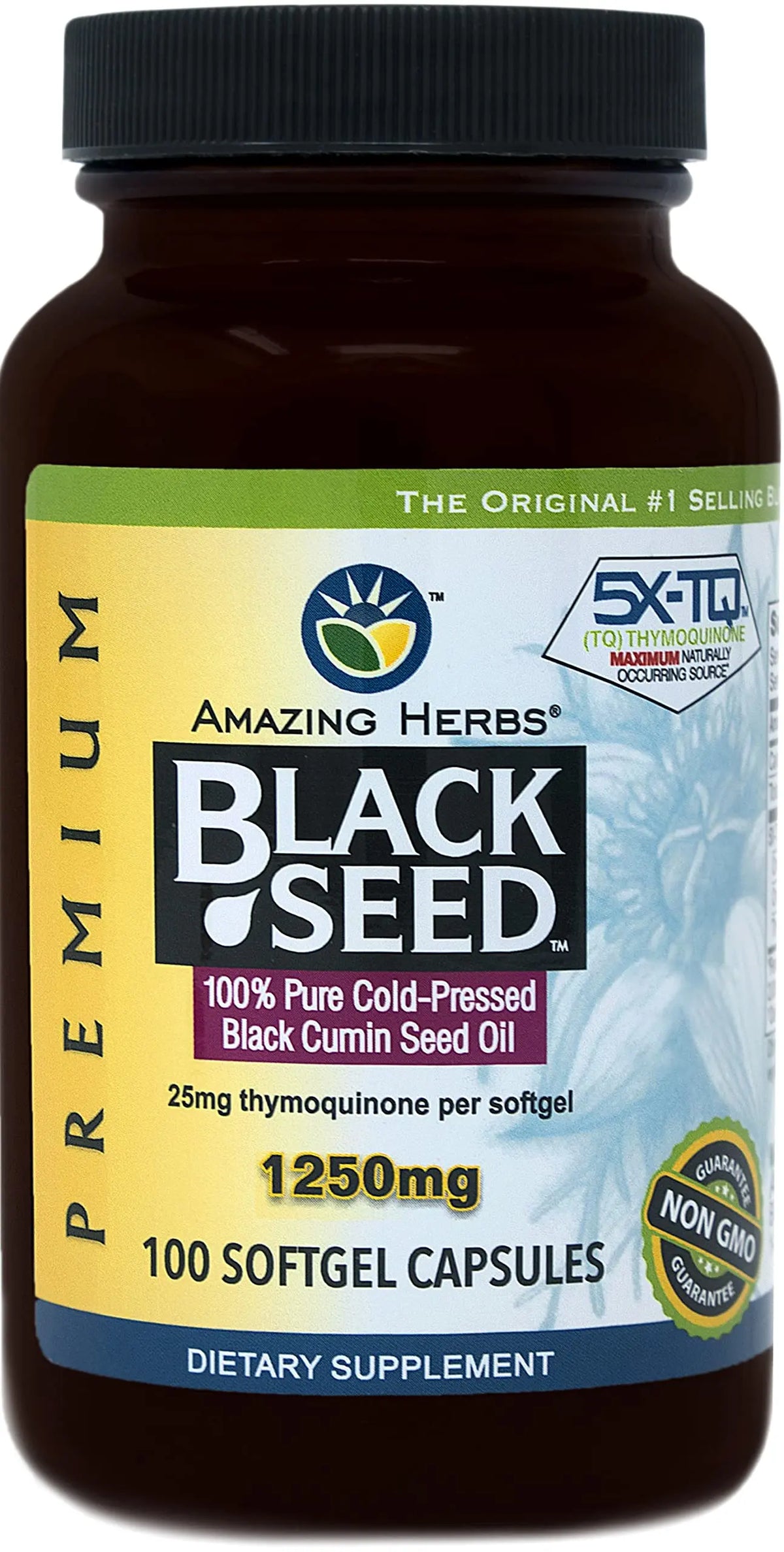Amazing Herbs Black Seed Oil Pills 1250mg | 100 Softgel Capsules | Cold-Pressed, Non-GMO BritishVita | Premium UK Vitamins & Wellness Supplements
