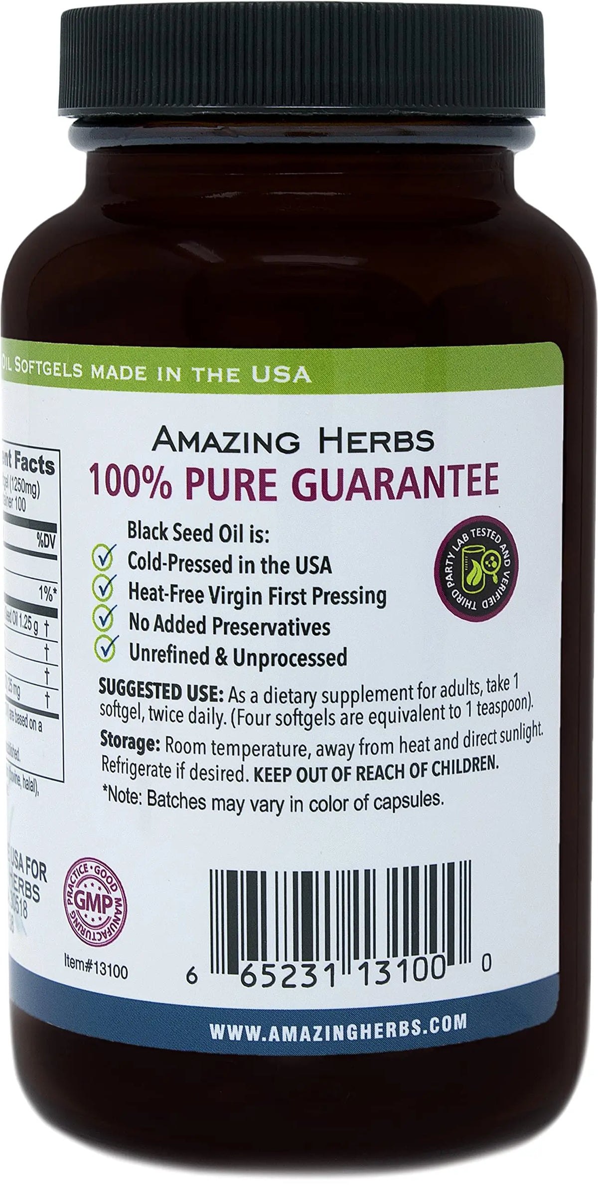 Amazing Herbs Black Seed Oil Pills 1250mg | 100 Softgel Capsules | Cold-Pressed, Non-GMO BritishVita | Premium UK Vitamins & Wellness Supplements