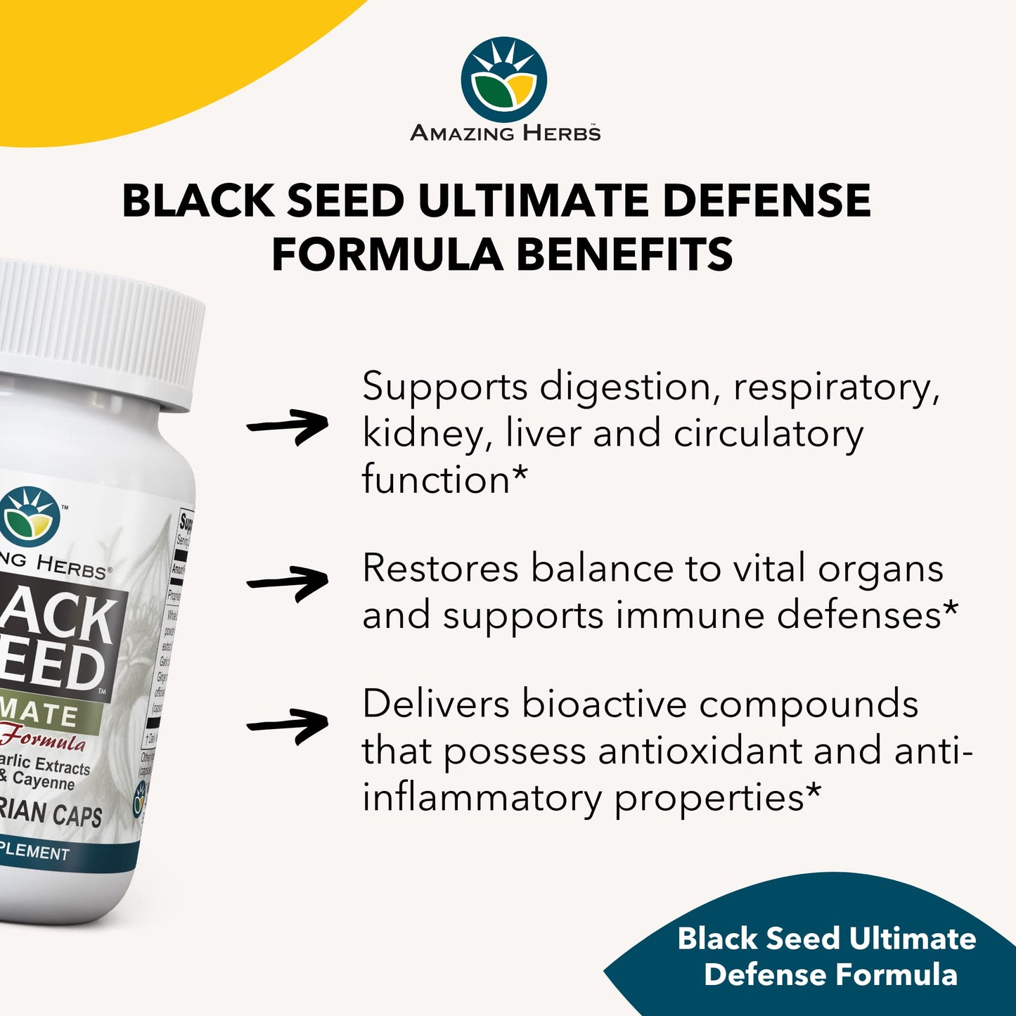 Amazing Herbs Black Seed Ultimate - Vegan Capsules with Olive Leaf & Cayenne | 100 Count