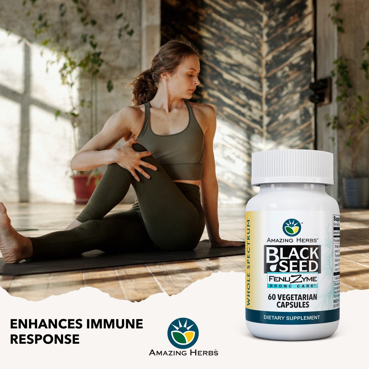 Amazing Herbs Black Seed Bronc-Care – Immune Support Capsules, Vegan, Gluten-Free, Non-GMO (60 Count)