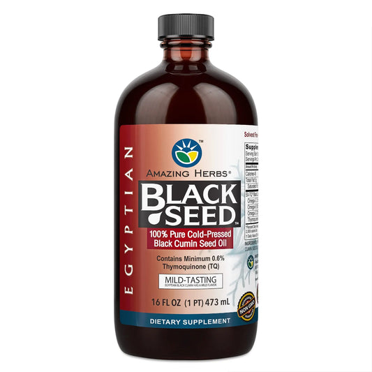 Amazing Herbs Egyptian Black Seed Oil - Gluten Free, Non-GMO, Cold-Pressed Nigella Sativa 16 oz BritishVita | Premium UK Vitamins & Wellness Supplements