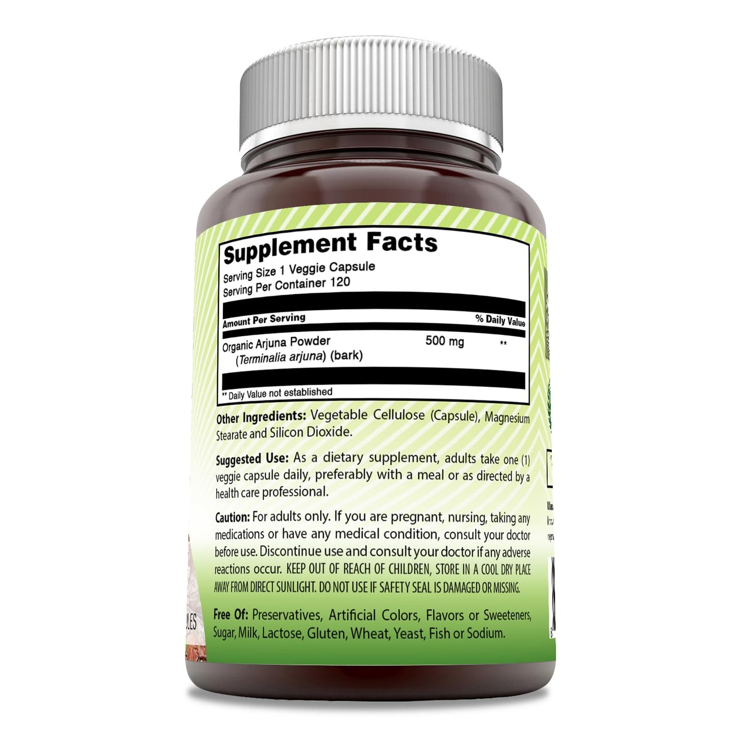 Amazing India Arjuna 500 Mg Supplement | Natural Arjuna Bark | Vegetarian Capsules | Non-GMO | Gluten-Free | Made in USA (1 Pack, 120 Count)