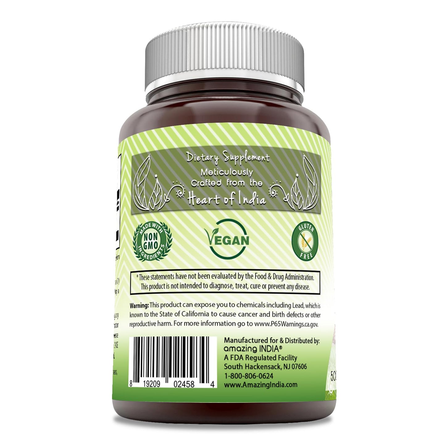 Amazing India Arjuna 500 Mg Supplement | Natural Arjuna Bark | Vegetarian Capsules | Non-GMO | Gluten-Free | Made in USA (1 Pack, 120 Count)