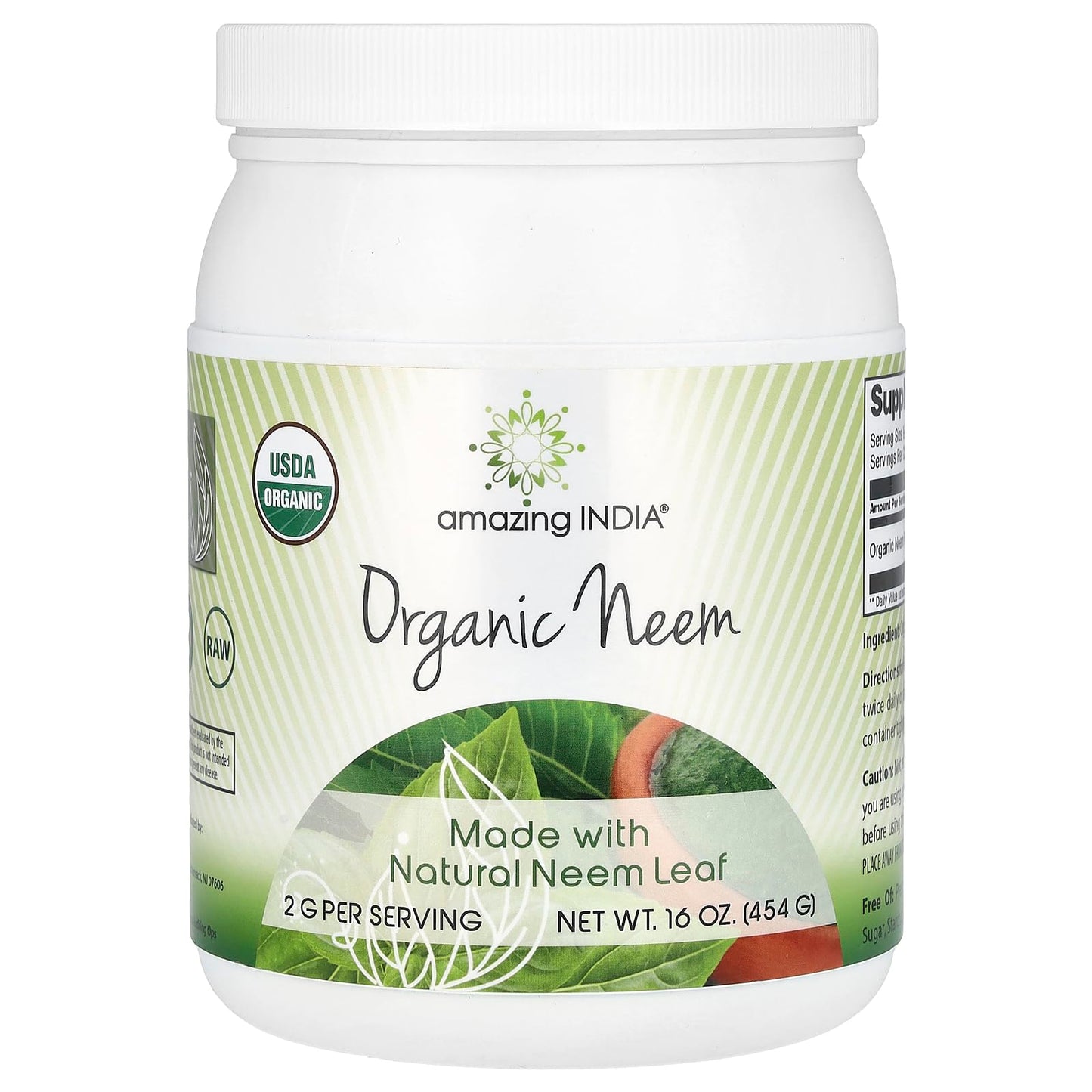 Amazing India Organic Neem Powder (16oz) - Blood Purification, Immunity & Skin Health | USDA Certified Organic, Non-GMO
